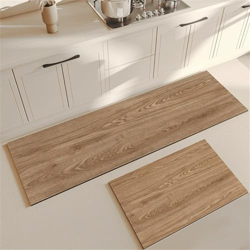 Highdi Tapis Cuisine Antidérapant, Absorbant Tapis Cuisine, Devant Evier Grain du Bois, Épaisseur 2,5 mm, pour Salon Salle de Bain Tapis Couloir (Grain de Bois,50x120cm)