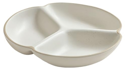 GLEAVI Plato de control de porciones: Plato moderno de cerámica con divisiones - Bandeja dietética de 3 compartimentos para comidas saludables, ideal para uso en casa y restaurantes