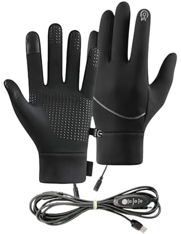 Interactive Heated Gloves, USB Warming Mittens, Touchscreen Thermal Wear, Responsive Windproof Shell, Ideal for Waterproof Layer, Ideal for Outdoor Sports, Running, Hiking, Skiing, Snow Use