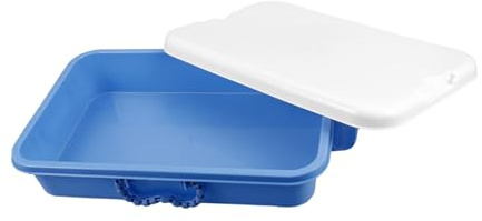 Beaupretty Caja Portátil para Arenero Exterior con Tapa y Asa Bandeja de Almacenamiento de Arena Pequeña Caja de Juguetes Multiusos para Sensorial Color Azul Oscuro