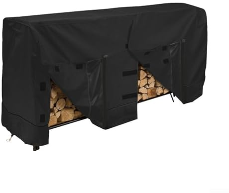 Firewood Log Rack Cover, Outdoor Heavy Duty Waterproof Firewood Cover, Weatherproof UV Protection, for Garden, Patio, 96 x 24 x 42(Black)