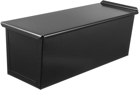 ROMISBABA 5agujeros Molde Para Pan Rectangular Negro Con Tapa Deslizante Inoxidable Resistente Molde Antiadherente Para Tostadas y Pan Casero Distribución Térmica Para Horno