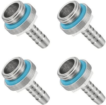 PATIKIL G1/4 x 6mm Hose Barb Fitting Adapter, 4PCS Male Aluminum Pipe Fittings Soft Tube Barb Reducer Connector for PC Computer Water Cooling System 5mm Hose, Silver