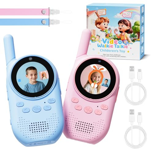 HEWEIMEI Video Walkie Talkie Kinder, wiederaufladbare Walkie-Talkies für Kinder mit Display und Stimmverzerrer, Outdoor-Spielzeug, Geschenke für Jungen und Mädchen 3-12 Jahre