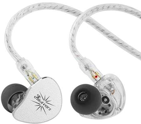 Linsoul Kiwi Ears Belle In Ear Monitor con Driver Dinamico DLC da 10 mm, Cuffie con Cavo Doppio Strato Argento, IEM Professionali per Palcoscenico/Gaming/Produzione Musicale (3.5mm Con MIC, Argento)