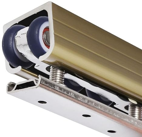 Schiebetür Schiene Einzelne Schiebetürschiene aus Aluminium für Kleiderschränke, Deckenmontiertes Schiebetürsystem mit Bodenführung, Leichtgängige und Geräuscharme Schiene(5.4m(17.7ft))