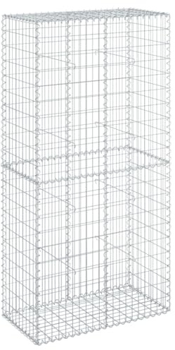 Mokuyary Gabion avec couvercle - 100 x 50 x 200 cm - En fer galvanisé - Panier à pierres - Pour paysage, jardin
