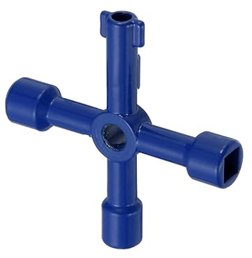 PATIKIL 4 in 1 Universal Utility Key, Zinc Alloy 4 Way Water Meter Gas Valve Key Electrical Cabinet Wrench Key for Multifunctional Elevator Operator, Blue, Style A