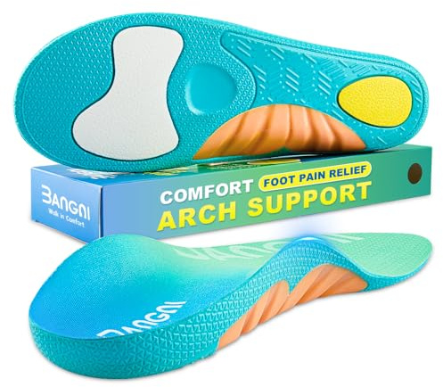 3ANGNI Comfort-inläggssulor med fotvalvsstöd, lindrar fotvärk vid plantarfasciit, hälsporre och platfötter – ortopediska inläggssulor för män och kvinnor