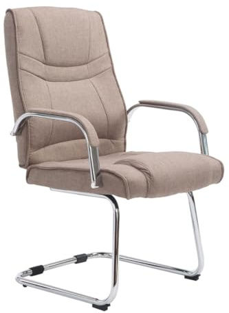 CLP Silla Cantiléver Attila Tapizada En Tela & con Base De Metal I Silla De Conferencia con Reposabrazos Color:Gris Pardo