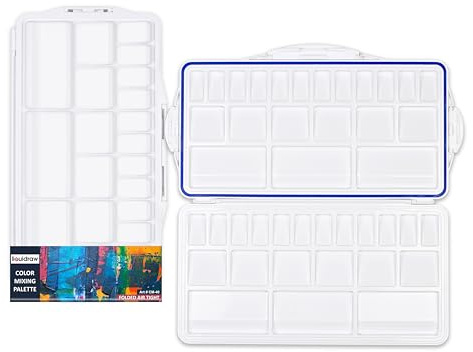 Liquidraw Plastic Paint Palette - 42 Well | Air Tight Seal | Large Folding Mixing & Painting Palette | Suitable for Acrylic, Oil, Watercolour & Gouache | For Professional Artists, Students & Kids
