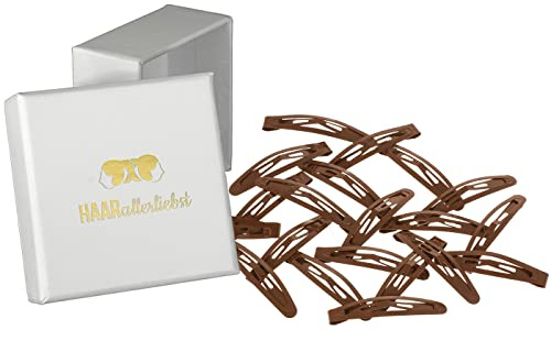 Haarallerliebst Haarspangen klein & gebogen für Kinder & Damen – 20 Stück in braun (4,3 cm) inkl. Aufbewahrungsbox weiss – Ideal für normales, dickes & voluminöses Haar