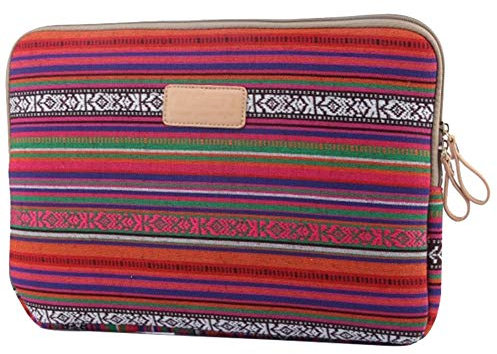 Laptop Sleeve 360° Protective Bohemian&Ethnic Case Cover with Two Lateral Pockets Zipper 10 Inch Sleeve Bag for MacBook/Laptops/Notebooks/Ultrabooks/Netbooks,Dark Red