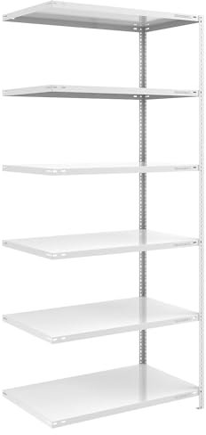 eurokraft | Lager-Schraubregal | RAL 7035 | mittelschwer | Regalhöhe 2500 mm | Bodenbreite 1000 mm | Tiefe 800 mm | Anbauregal