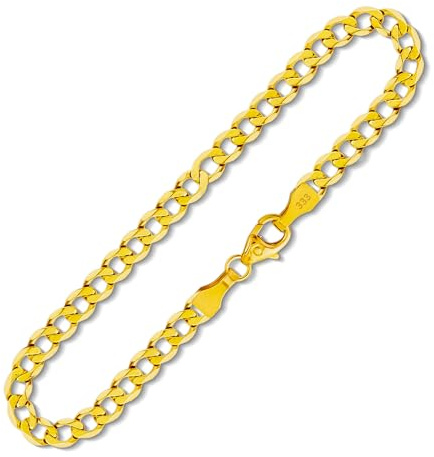 EDELIND Armband Herren 585 Echt Gold 3.9mm Armkette Panzerkette aus 14 K Bracelet für Männer Länge 21cm Gelbgold Goldarmband Made in Germany