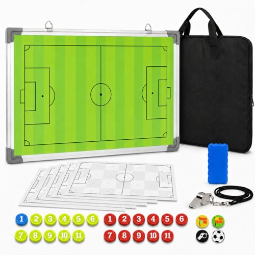 LionSports Profi Taktiktafel mit Tragetasche und Trillerpfeife - Verbessern Sie Ihre Spieler - Zusätzlich mit Zonenfeld für perfektes Stellungsspiel