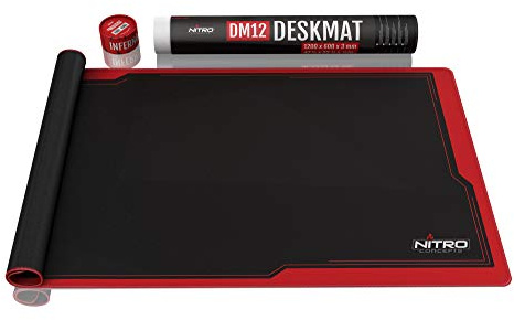 NITRO CONCEPTS DM12 - Gaming Mauspad XXL 1200x600 Millimeter Fransen Freie Ränder Microfaser Großes Mauspad Non Slip Mousepad Gaming - Schwarz/Rot, 137228