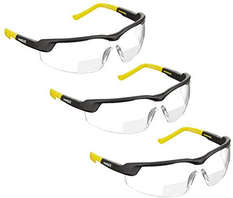 voltX 3 x GT ADJUSTABLE Bifokale Lesen Schutzbrille (KLAR +3.0 Dioptrie)