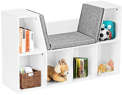 DREAMADE Bücherregal für Kinder, Kinderregal aus Holz, Spielzeug-Organizer, Kinderzimmerregal mit 6 Ablagefächern, für Kinderzimmer Schlafzimmer (Weiß)