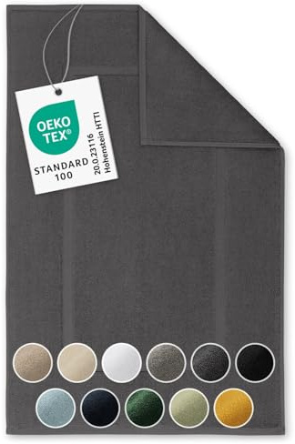 Blumtal Premium Frottier Badematte - Badeteppich Oeko-TEX® Zertifiziert, waschbarer Badvorleger 50x80cm, saugstark & weich, anthrazit