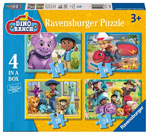 Ravensburger Dino Ranch - 4 in Box (12, 16, 20, 24 Pieces) Jigsaw Puzzles for Kids Age 3 Years Up