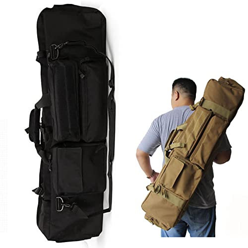 Doppelter Langer Gewehrkoffer, Taktischer Gewehrrucksack, Schrotflintentasche, Weich Gepolsterte Gewehrtasche, Waffenaufbewahrung und Transport, Gewehrkoffer für Jagd und Schießen ( Color : Schwarz )
