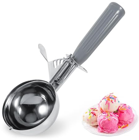 Agatige 7.2cm Ice Cream Scoop, Stainless Steel Fruit Scoop Melon Baller Scooper Spoon Kitchen Scoop with Trigger Release Easy to Release for Ice Cream, Melon, Cookie Dough, Meatballs