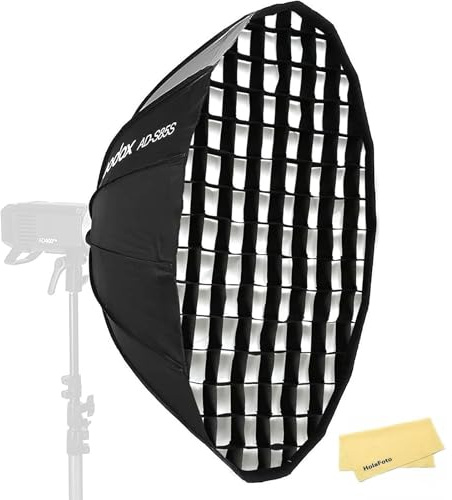 Godox AD-S85S 33.5 Pollici/85cm Portatile Ombrello Softbox con Godox Montatura,Compatibile con AD400Pro AD300Pro ML60 ML60Bi ML30 ML30Bi Strobo Flash per Fotografia Ritrattistica (Interno Argento)