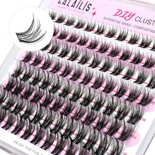 CALAILIS ögonfransar singel, 96 st DIY enskilda ögonfransar för självtillämpning av fransförlängning hem, 10-16mm D Curl Cluster individuella fransar (HD10-MIX)