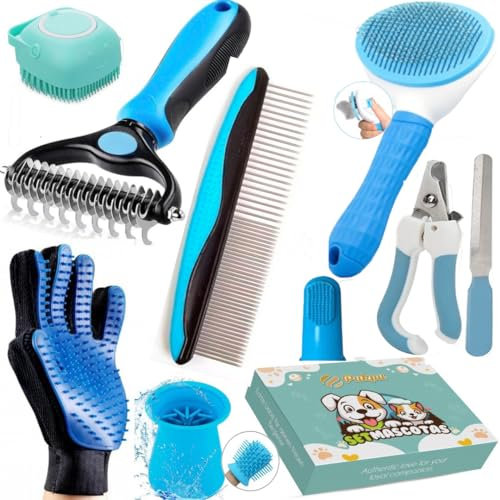 PUKPU Hundepflege Set – Professionelles 5-teiliges Fellpflege Kit für Hunde & Katzen mit Leiser Schermaschine, Bürste, Kamm, Schere & Tierhaar-Sauger – Komplettes Haustier Pflegezubehör