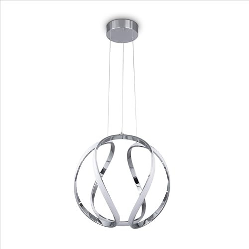 Paco Home Luminaria Suspensión Comedor Decoración Salón LED Colgante Dormitorio Comedor Moderna Estilo, Tipo de lámpara:Tipo 2, Farbe_MuVa:Chrome - Weiß