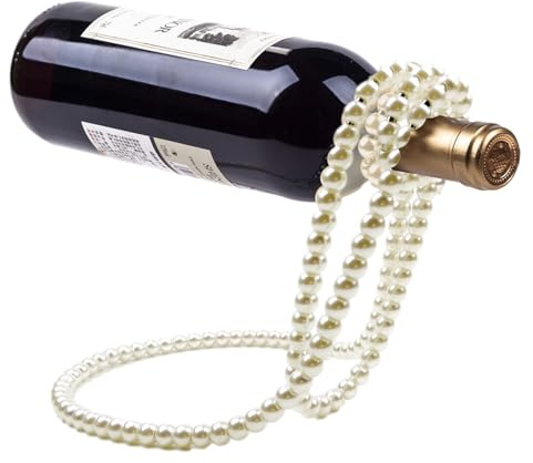 Fukamou Weinflaschenhalter, Perlenkette Flaschenhalter Aus Metall, Desktop Weinregal Display Racks, Geschenk Für Weinliebhaber, 27x17x17cm