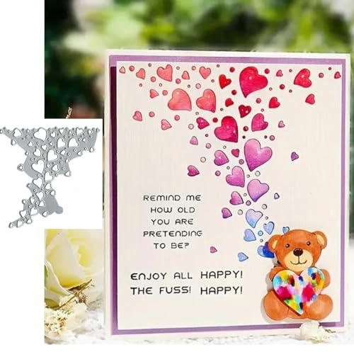 hubangzhu Sweet Heart Background Metal Die Cuts, Valentine's Day Heart Love Cutting Dies, Silver