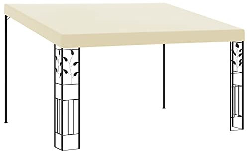 Gecheer Gazebo a Parete 4x3x2,5 m Crema,Gazebo da Esterno,Padiglione da Giardino,Tenda per Feste,Gazebo per Barbecue,Gazebo Pergola da Giardino