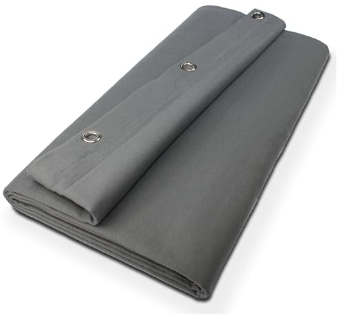 B1 Molleton de scène confectionné – Rideau Molleton occultant Opaque avec œillets de 40, idéal pour Film, Photo, théâtre & événements – 6 x 4 m, 300g/m2, Gris Ardoise