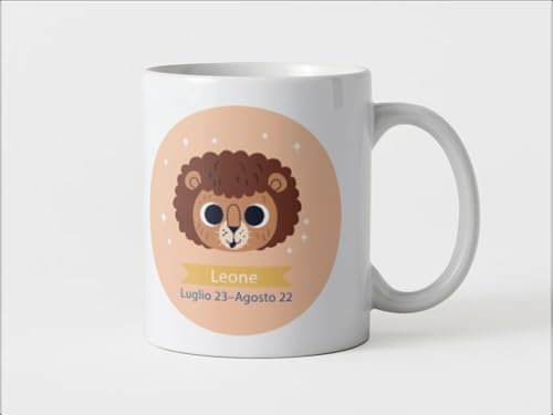 MODA MavillA una Tazza speciale in ceramica 350ml Idea Regalo Originale per ogni occasione (Ceramica, Leone)