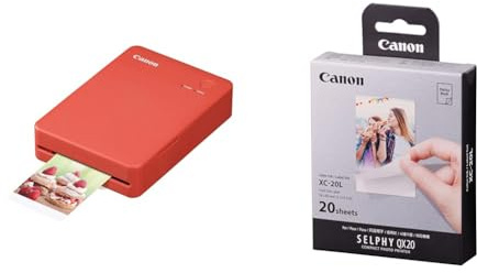 Canon Selphy QX20 Rot + XC-20L Vol. 20 Farbtinte/Etikettenset