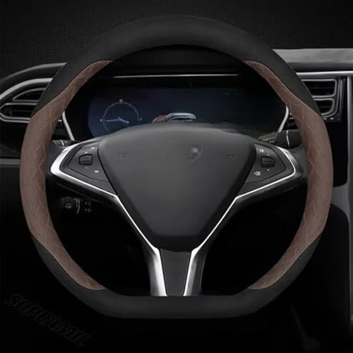 Couvre Volant décoratif Housse de Volant en Peau de Chamois pour Voiture pour modèle 3 pour modèle Y pour modèle X pour modèle S 2018 2019-2022-2024 Protection Volant Voiture