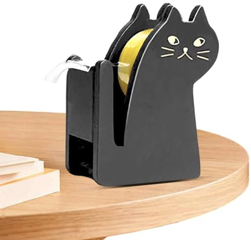 Dispensatori di nastro adesivo, distributore di supporto a nastro - Dispensatore di nastro in legno con cartone animato, taglierine di nastro adesive per prodotti per posta portatili