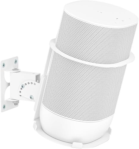 notiela Support mural de protection en métal pour haut-parleur Sonos Move et Sonos Move 2 - Support mural inclinable et pivotant - Convient pour une utilisation en intérieur ou en extérieur - Blanc