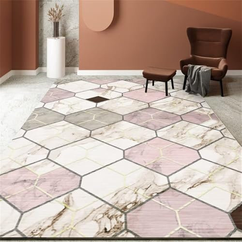 Teppich für Schlafzimmer, Nachttisch, Anthrazit, für Wohnzimmer, Sofa, Flur, rutschfeste Dekoration, klassischer Fellteppich für extra große Kissen in Couleur Rose, 80 x 140 cm