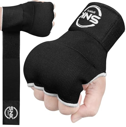 SNK Sports Padded Inner Hand Wraps Men Women 76 cm Long Elastic Wrist Straps Quick Gel Boxing Wraps MMA Punching Martial Arts Muay Thai Gel Under Mitts Bandages (2, L/XL)