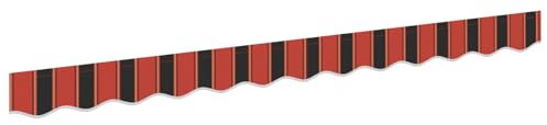 vidaXL Markisenkante für 3 m Rahmen, Bunte Streifen in Orange, Schwarz und Gelb, UV-beständiges Polyester, zusammenklappbar, perfekt fürs Draußen, Schatten für Garten, Terrasse und Sonnenschutz.