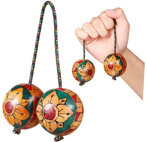 Parliky Boule Rythmique Bois Aslatuas Shaker Kashaka Instrument de Percussion Unique avec Motifs Décoratifs Parfait pour Performances Musicales Créatifs