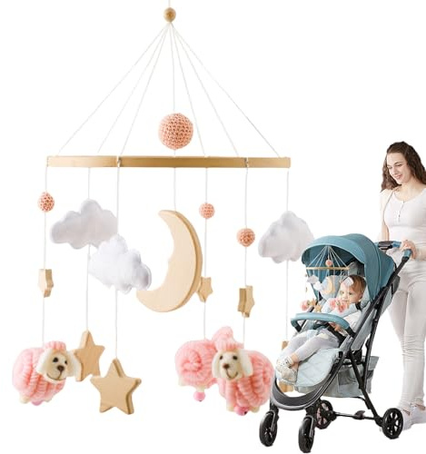 jamgeery Kinderbett-Mobile für, Kinderzimmer-Kinderwagen-Anhänger, multifunktionales Kinderbett-Mobile für 0–3 und Mädchen, Kinderzimmer, Bett, Spielzeit, Schlaf