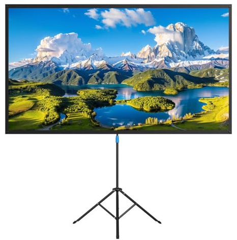 Genérico Pantalla Proyector con Trípode, Pantallas de Proyección Portátiles Antiarrugas para Noches de Cine y Cine en Casa(70inch)