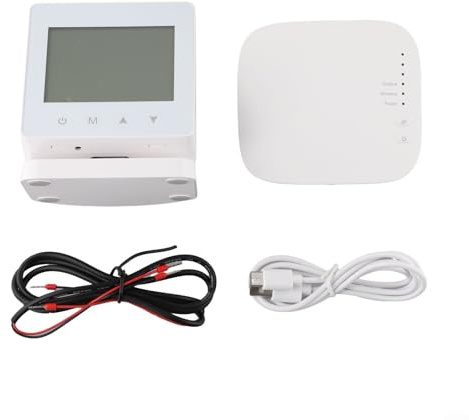GLFLOW Tuya Smart Wireless RF433 Termostato per riscaldamento caldaia a gas, regolatore di temperatura con app e controllo vocale, bianco (WiFi)
