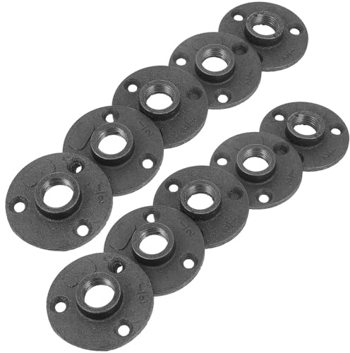 Anneome 10 Unidades Placas de Brida de Hierro Maleable para Tuberías Soporte Decorativo para Estanterías y Muebles Base Vintage con Tres Orificios para Fijación Paredes y Suelos