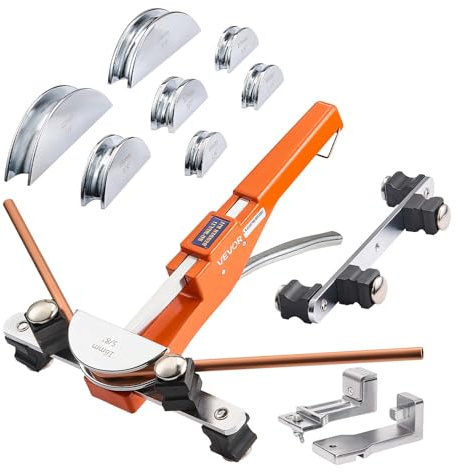 VEVOR Kit Piegatubi Pinza Piegatrice Manuale per Tubi in Rame e Alluminio, Utensile per Piegatura Manuale Spessore Compatibile 0,5-1,2 mm Angolo di Piegatura max. 90° per Riparazione Impianti