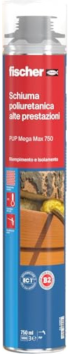 Fischer PUP MEGA MAX 750 Schiuma Poliuretanica per Pistola ad Alte Prestazioni, Reticola Anche in Profondità (Confezione da 5)